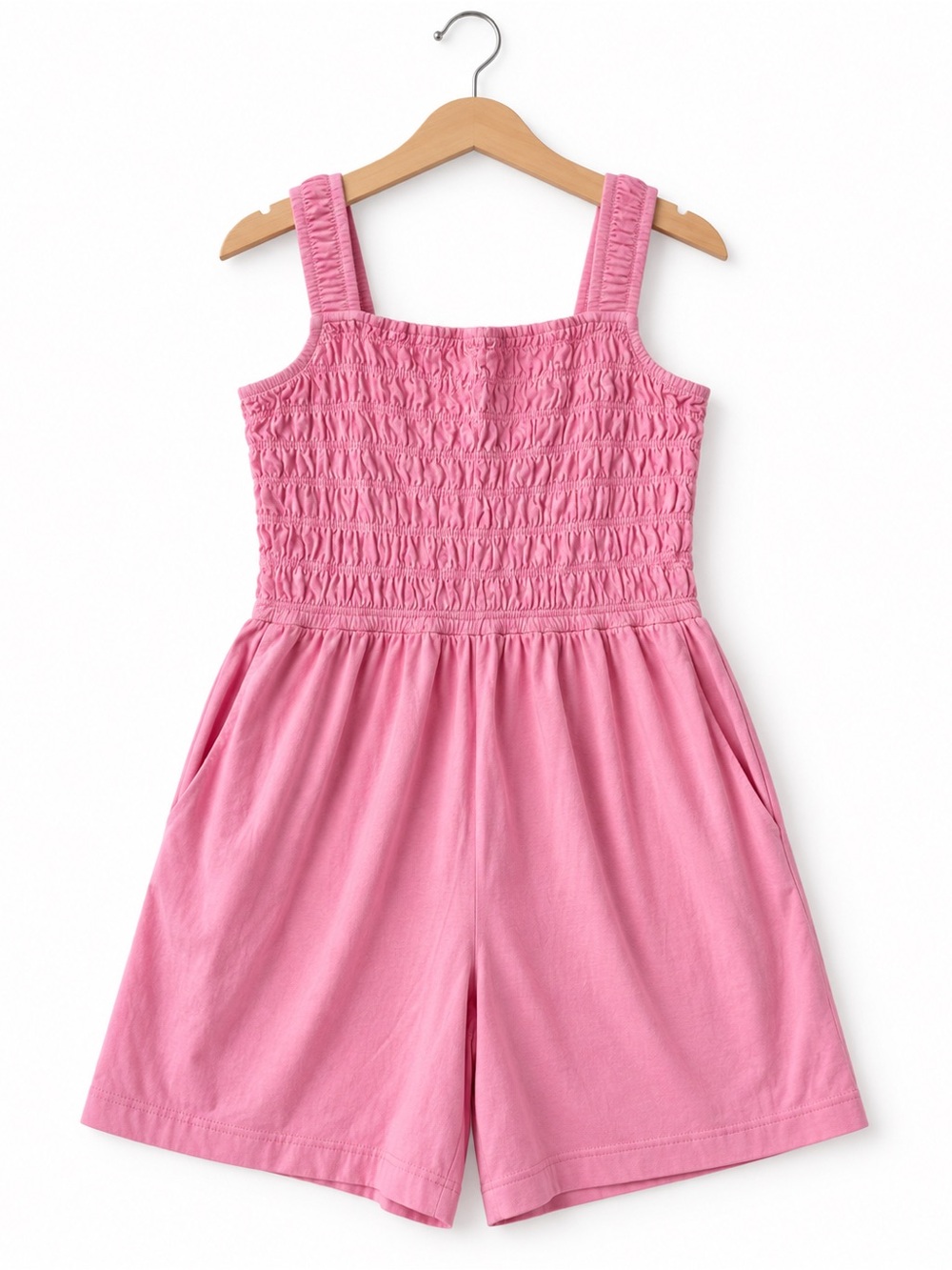 Old Navy Pink Smocked Cotton Romper Shorts